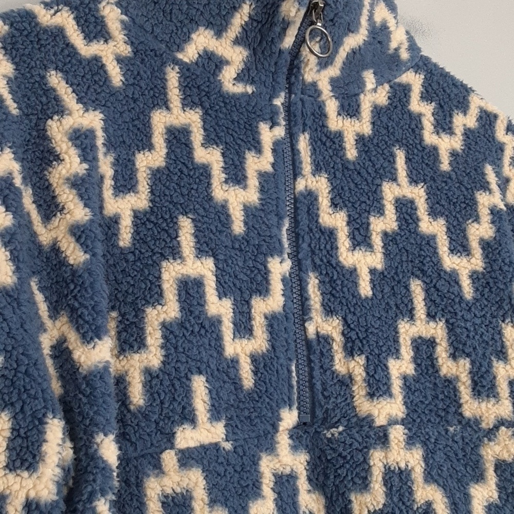 Billabong Striped Oversized Time Off Sherpa Half-Zip Sweatshirt - Picture 3 of 9